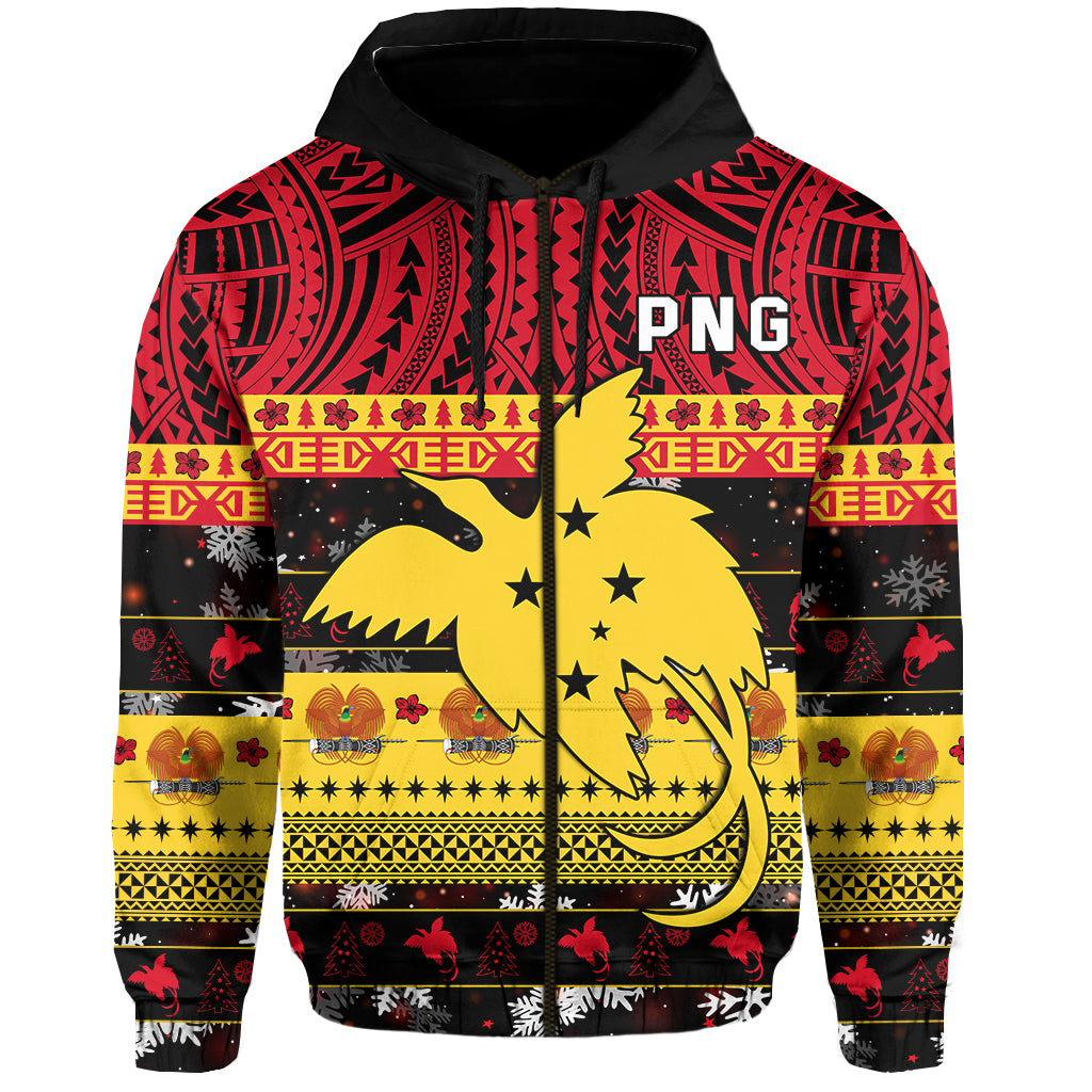 Papua New Guinea Christmas Zip Hoodie Raggiana Loved LT13 Unisex Black - Polynesian Pride