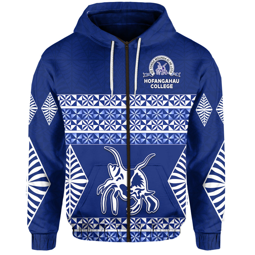 Hofangahau College Zip Hoodie Eua Tonga Pattern LT13 Unisex Blue - Polynesian Pride