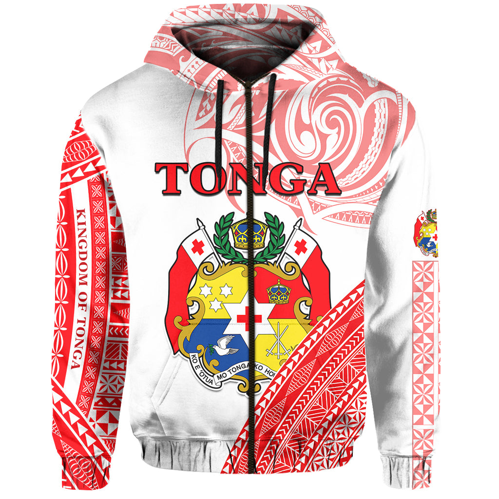 Tonga Zip Hoodie Tongan Pattern Blithesome LT13 Unisex Red - Polynesian Pride