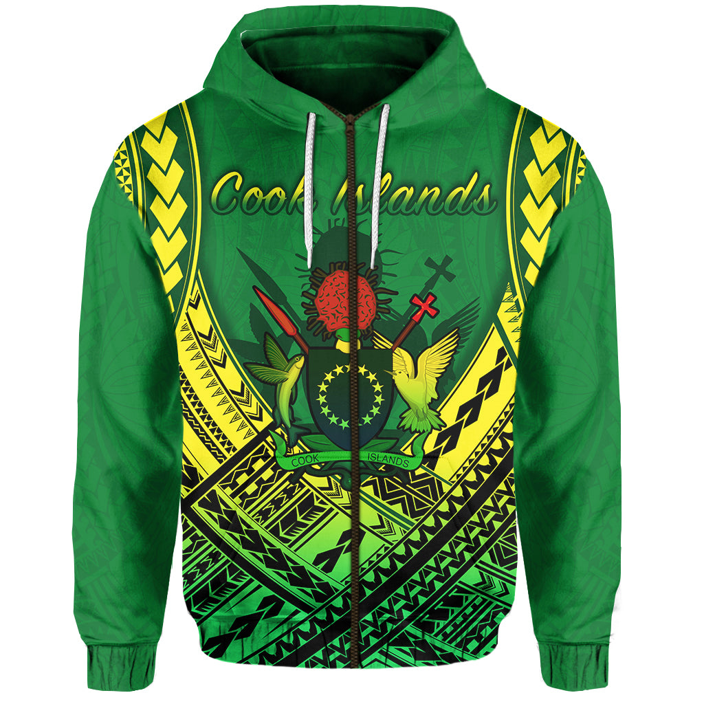 Cook Islands Rugby Zip Hoodie Simple Polynesian LT13 Unisex Green - Polynesian Pride