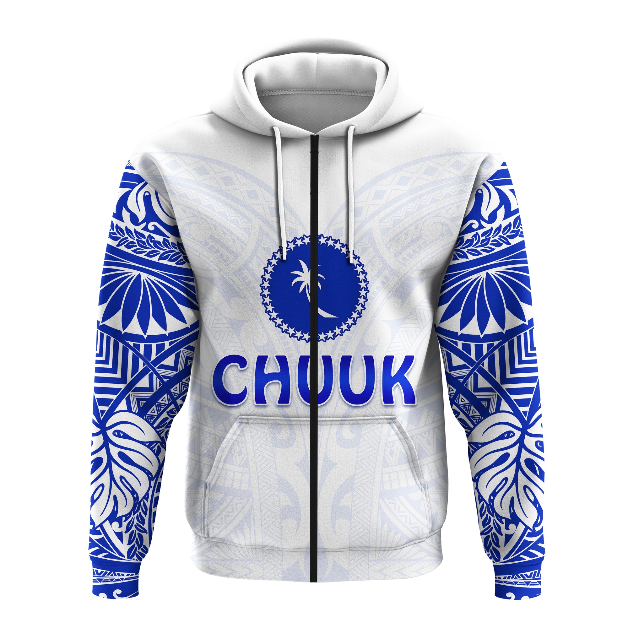 Chuuk Zip Hoodie Micronesia Simple Pattern White LT13 Unisex White - Polynesian Pride