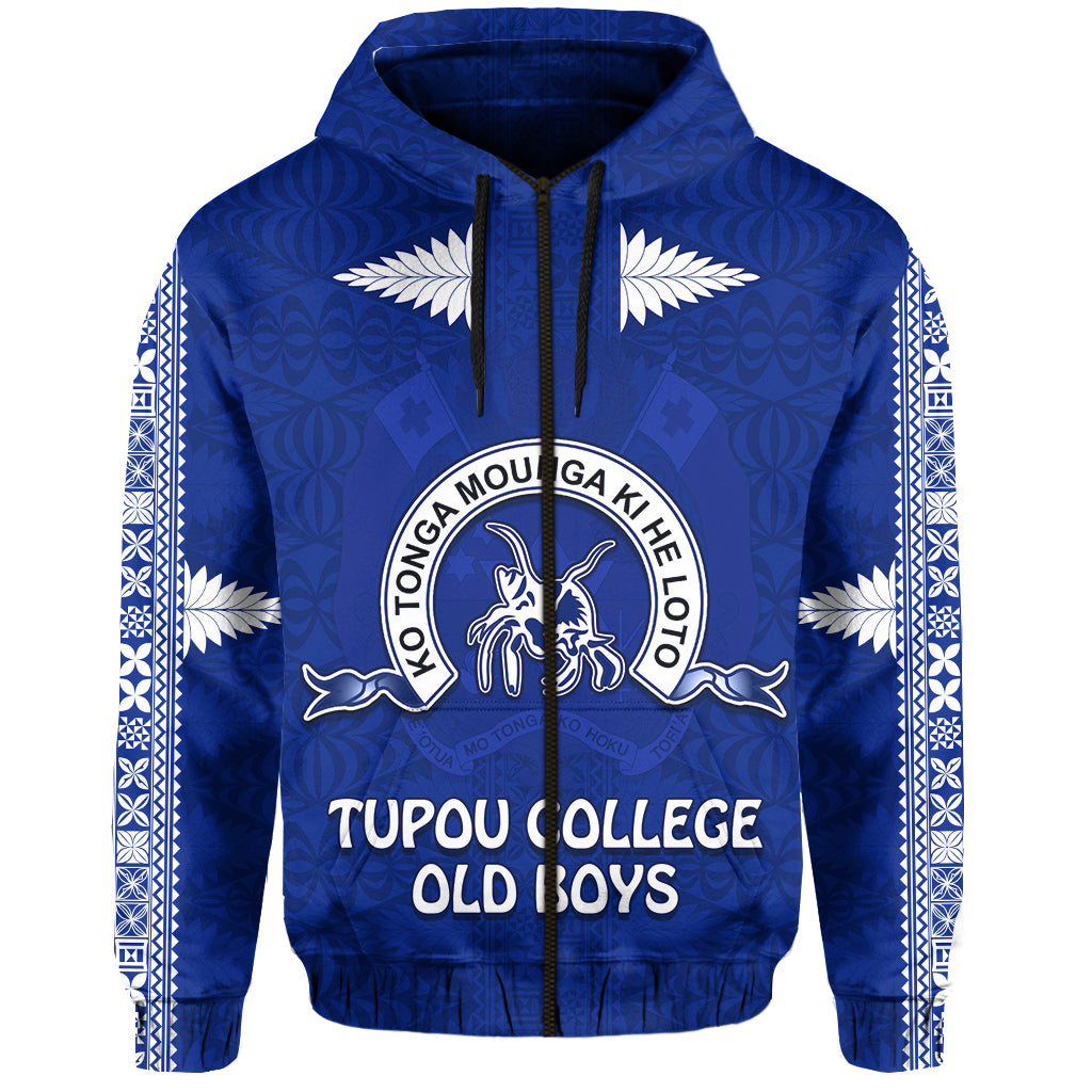 Tupou College Zip Hoodie Always Proud of Old Boys Toloa LT13 Unisex Blue - Polynesian Pride