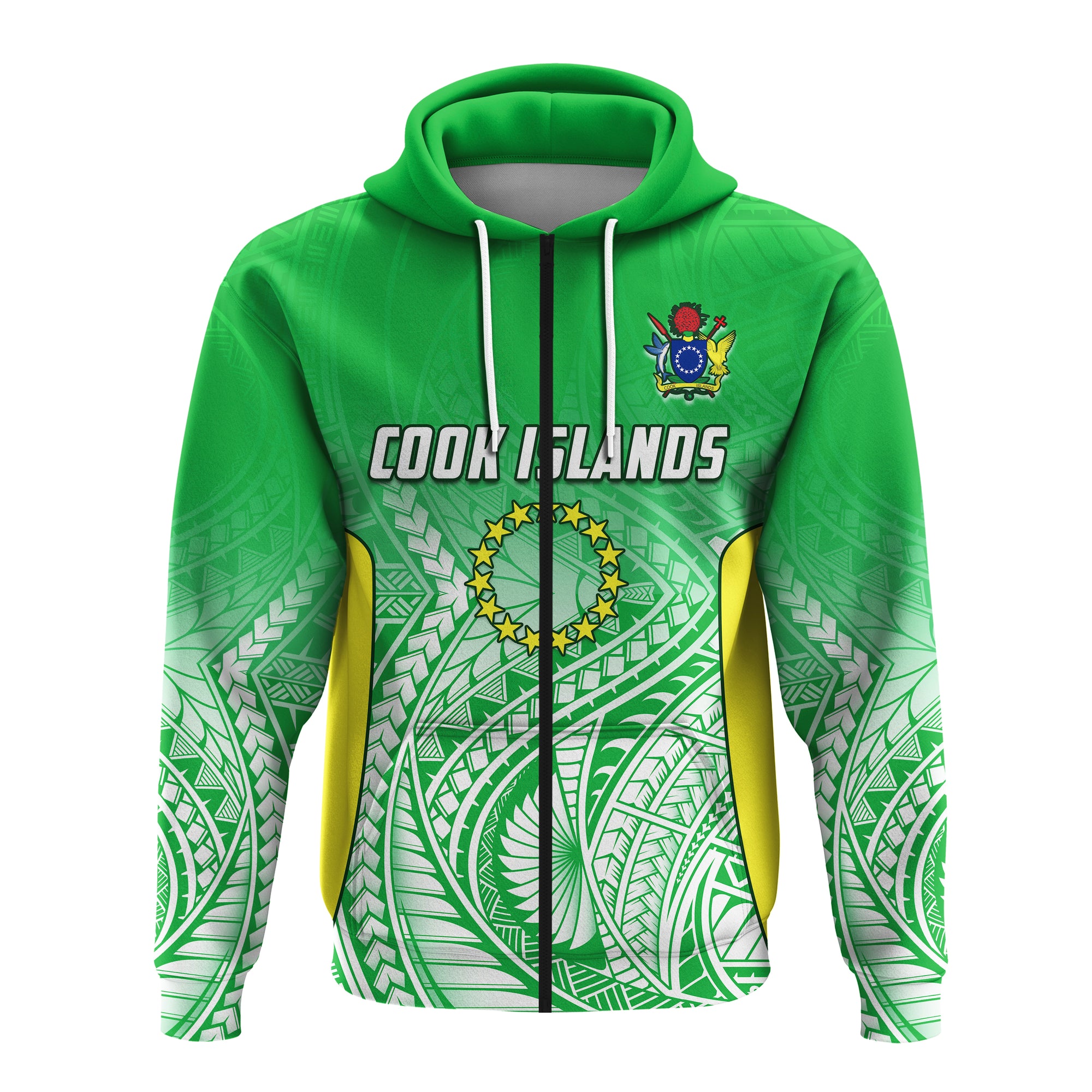 Cook Islands Zip Hoodie Pattern Be Unique LT13 Unisex Green - Polynesian Pride