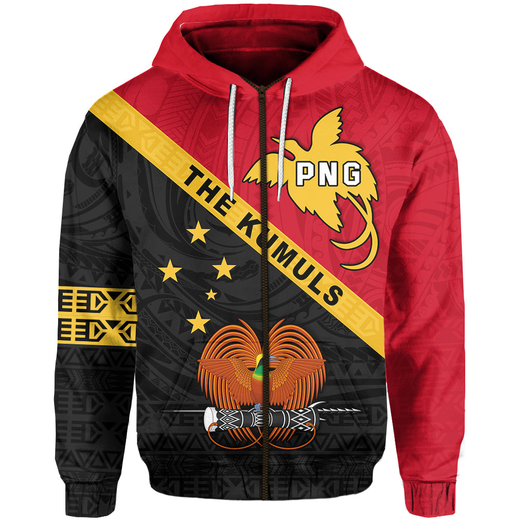 Papua New Guinea Rugby Zip Hoodie The Kumuls PNG LT13 Unisex Red - Polynesian Pride