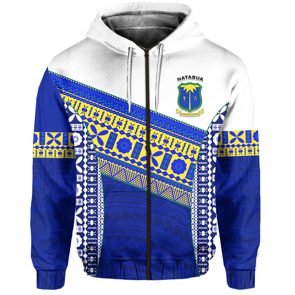 Natabua High School Fiji Zip Hoodie NHS Polynesian LT13 Unisex Blue - Polynesian Pride