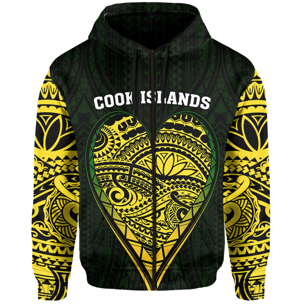 Cook Islands Pattern Zip Hoodie Always In My Heart LT13 Unisex Black - Polynesian Pride