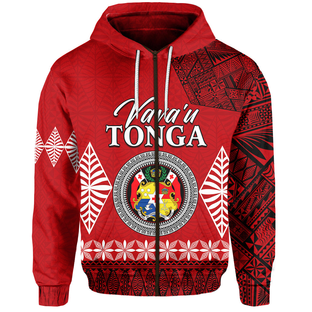 Vava u Tonga Zip Hoodie Tongan Ngatu LT13 Unisex Red - Polynesian Pride