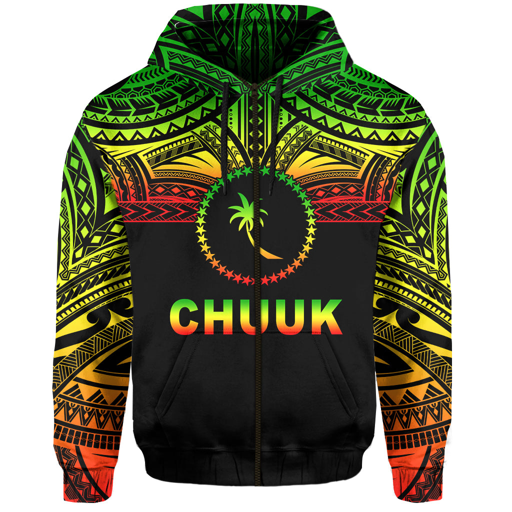 Chuuk Flag Zip Hoodie Micronesia Style Reggae LT13 Unisex Reggae - Polynesian Pride