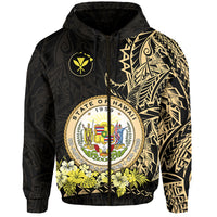 Custom Hawaiian Polynesian Zip Hoodie Gold Seal of Hawaii LT13 - Polynesian Pride