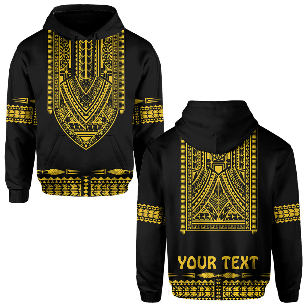 Custom Polynesian Hoodie Dashiki With Polynesian Tattoo Royal Golden Version LT14 Hoodie Black - Polynesian Pride