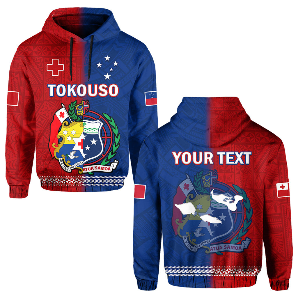 Custom TokoUso Hoodie Tonga and Samoa United We Stand Divided We Fall LT14 Pullover Hoodie Blue - Polynesian Pride