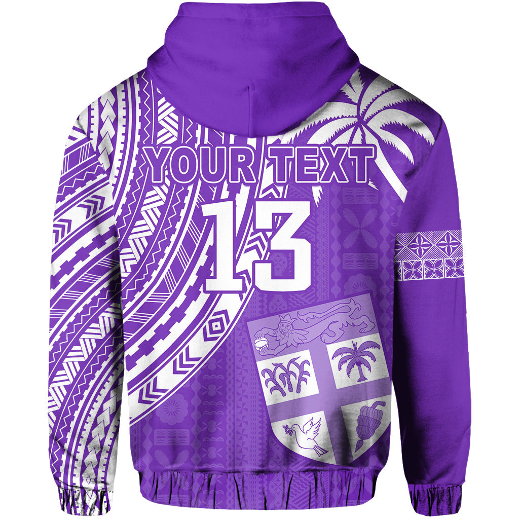 (Custom Text and Number) Fiji Rugby Sevens Hoodie Fijian 7s Tapa Polynesian Purple LT13 - Polynesian Pride