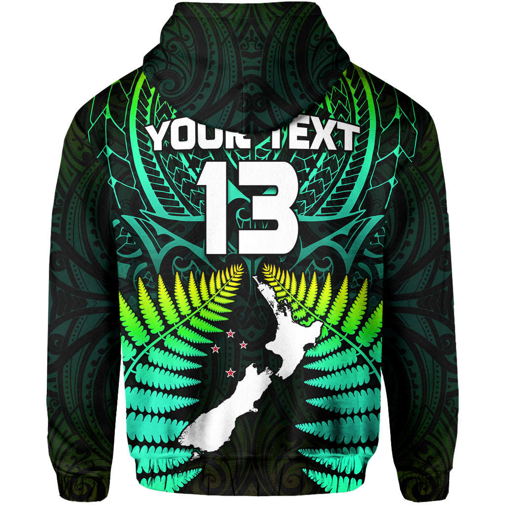 (Custom Text and Number) Aotearoa Fern Hoodie New Zealand Hei Tiki Green Style LT13 - Polynesian Pride