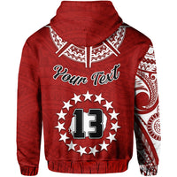 (Custom Text and Number) Rarotonga Cook Islands Hoodie Turtle and Map Style Red LT13 - Polynesian Pride