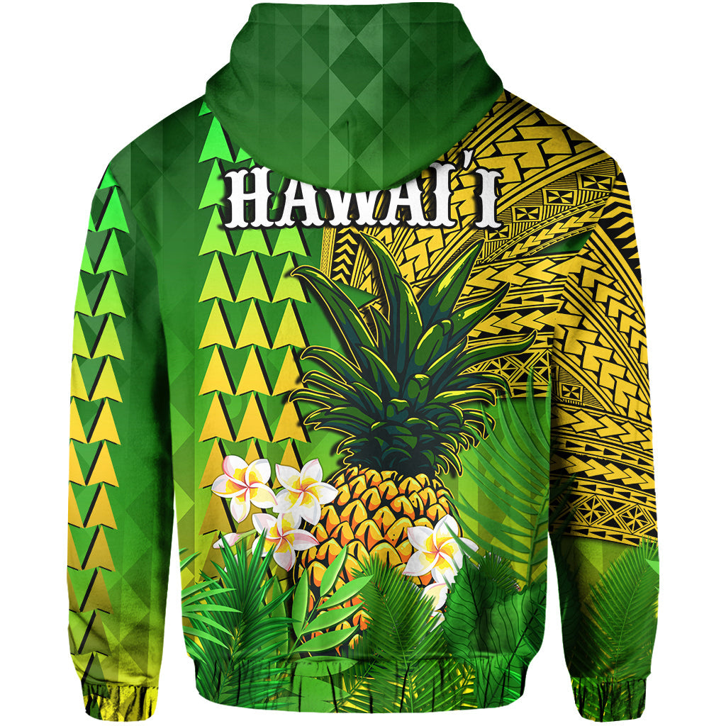 Hawaii Pineapple Hoodie Plumeria Frangipani Mix Tribal Pattern LT13 - Polynesian Pride