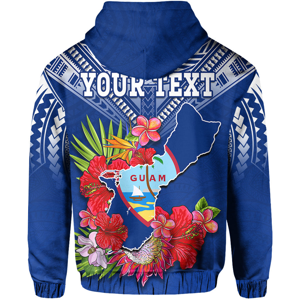 Custom Guam Chamorro Hoodie Guaman Latte Stone Tropical Flowers Blue Version LT14 - Polynesian Pride