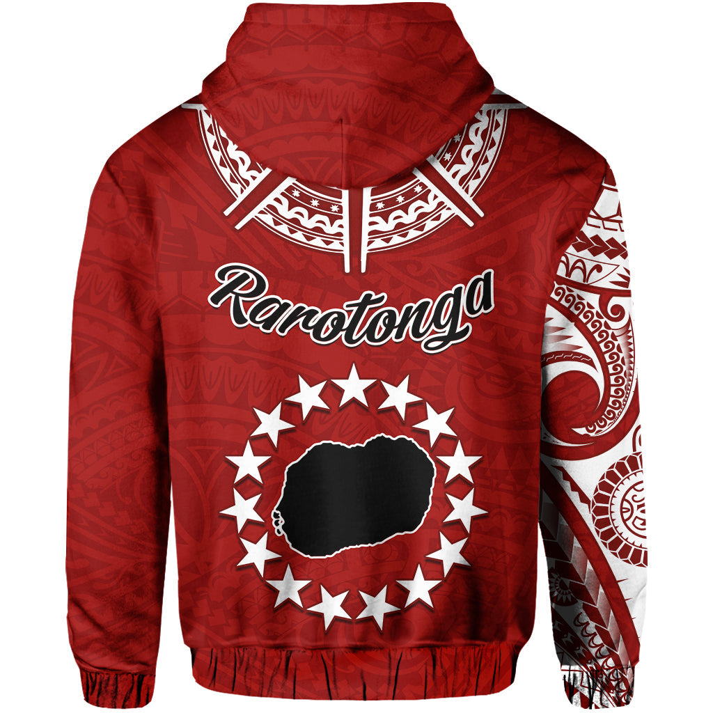 Rarotonga Cook Islands Hoodie Turtle and Map Style Red LT13 - Polynesian Pride
