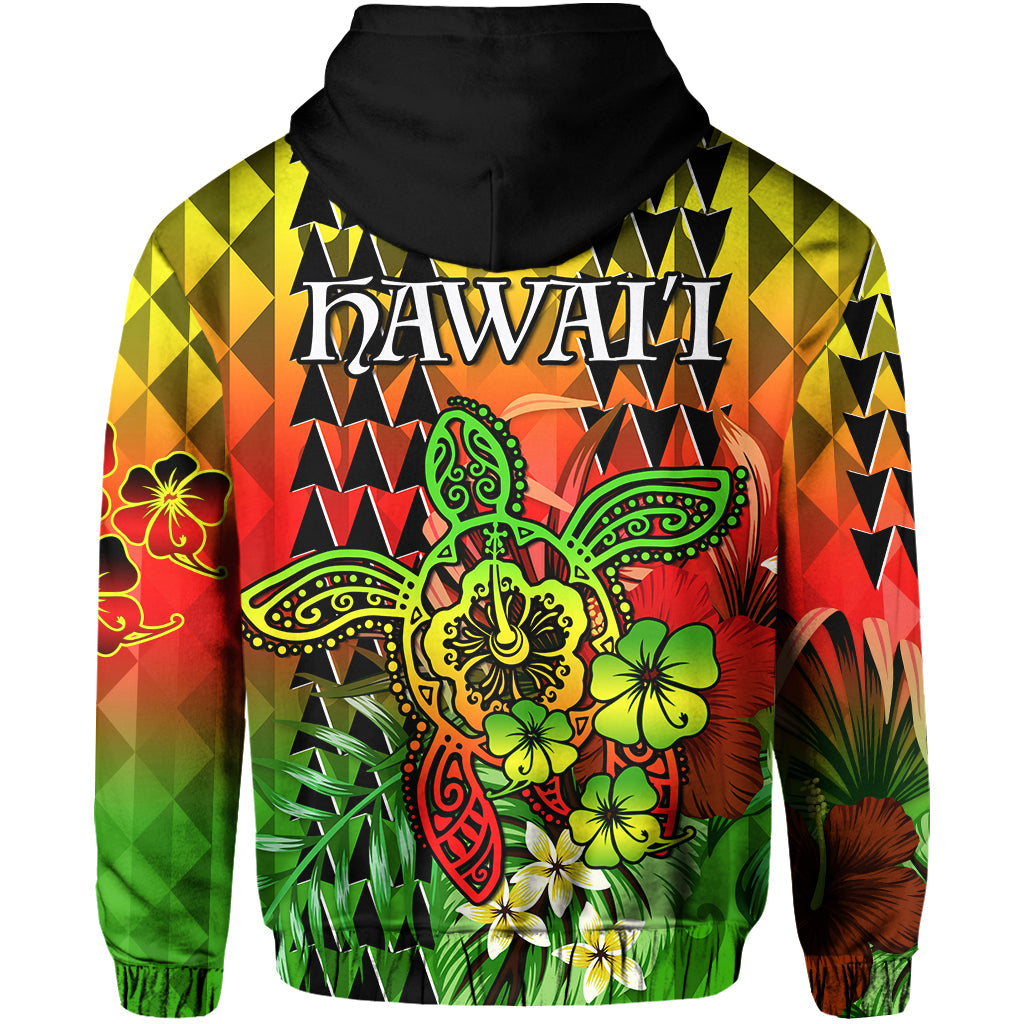 Hawaii Flowers Hoodie Color Tribal Pattern Hawaiian LT13 - Polynesian Pride