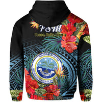 Federated States of Micronesia Hoodie Hibiscus Flowers FSM Seal Polynesian LT14 - Polynesian Pride