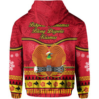 Papua New Guinea Christmas Hoodie Bird of Paradise Bikpela Hamamas Blong Dispela Krismas LT14 - Polynesian Pride