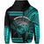 Hawaii Hoodie Kakau Warrior Helmet Gradient Turquoise Polynesian LT14 - Polynesian Pride