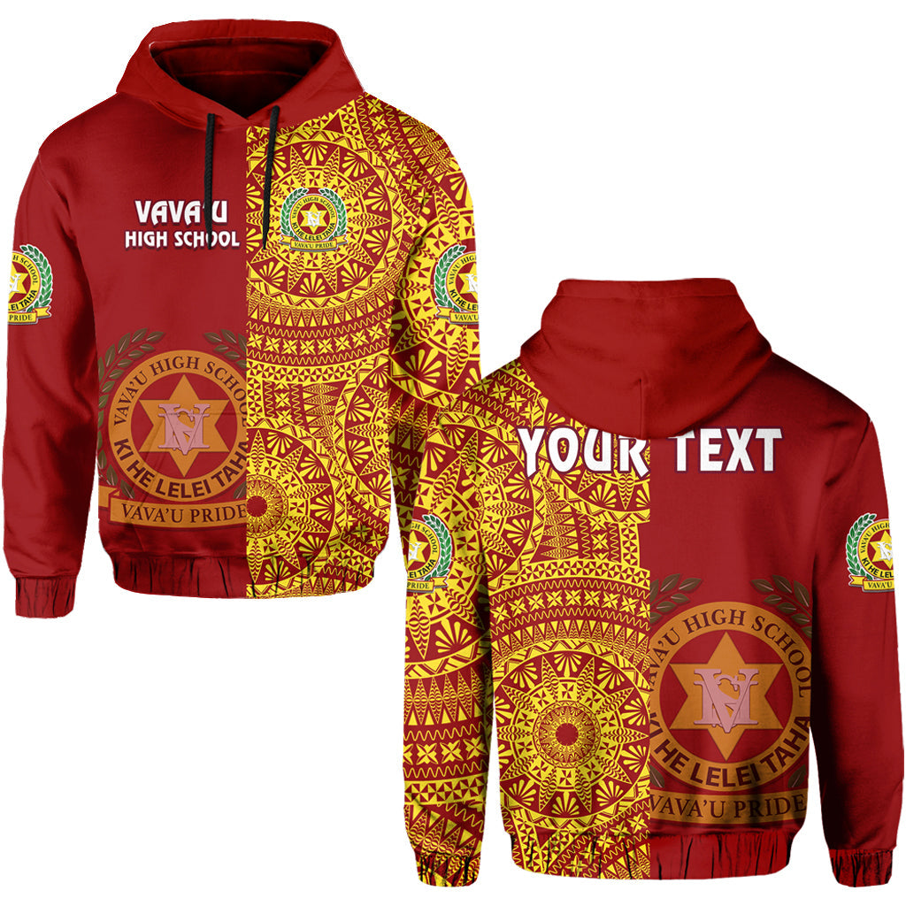 Custom Tonga Vavau High School Hoodie Tongan Ngatu Pattern LT14 Hoodie Red - Polynesian Pride