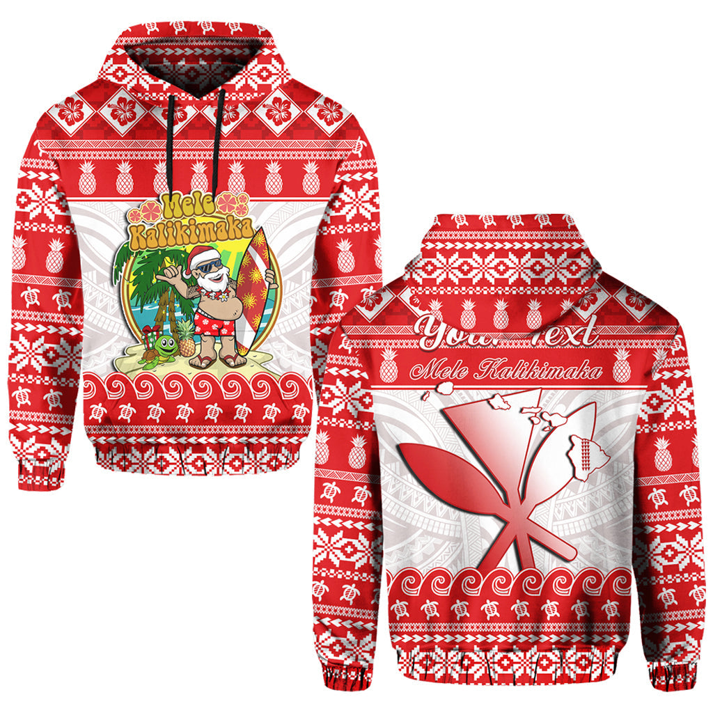 Custom Hawaii Christmas Hoodie Kanaka Polynesian Santa Claus Mele Kalikimaka LT14 Pullover Hoodie Red - Polynesian Pride