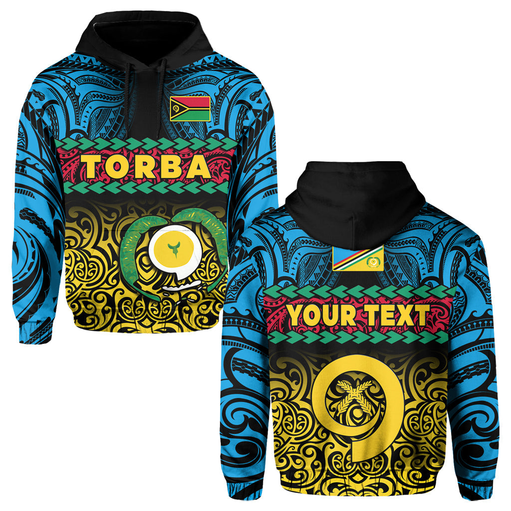 Custom Torba Province Hoodie Vanuatu Pig Tusk Polynesian Flag Style LT14 Hoodie Black - Polynesian Pride