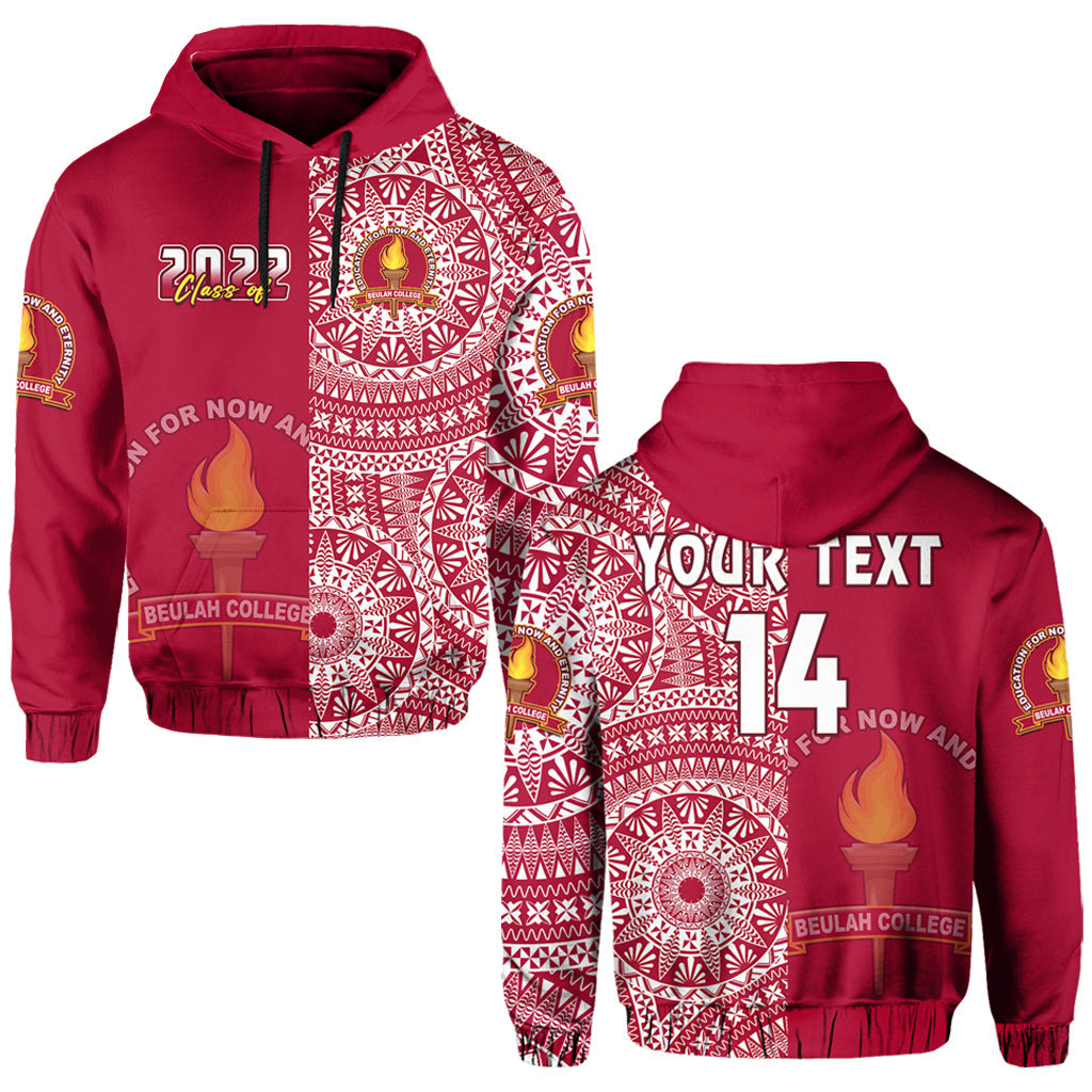 (Custom Text and Number) Beulah Tonga College Hoodie Class of Year Tongan Ngatu Pattern LT14 Hoodie Maroon - Polynesian Pride