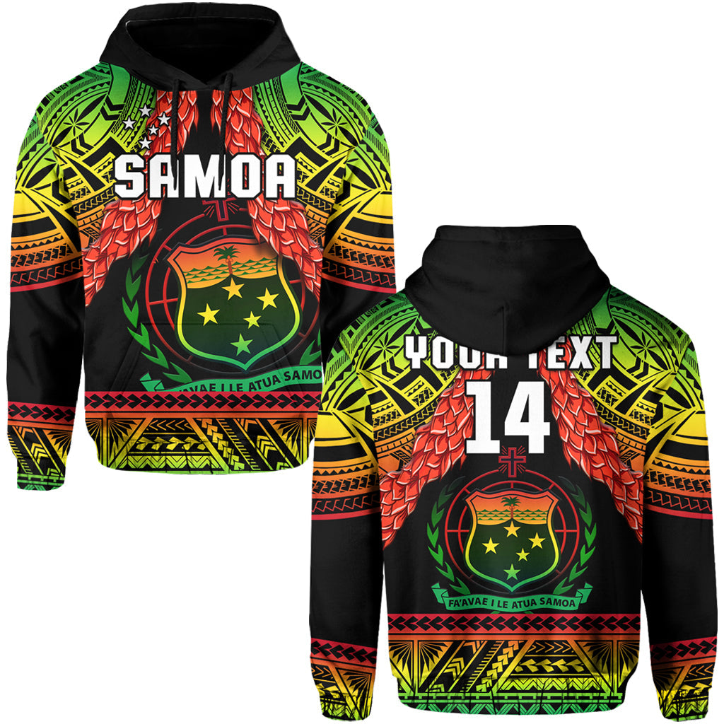 (Custom Text and Number) Samoa Rugby Hoodie Teuila Torch Ginger Gradient Style LT14 Hoodie Black - Polynesian Pride