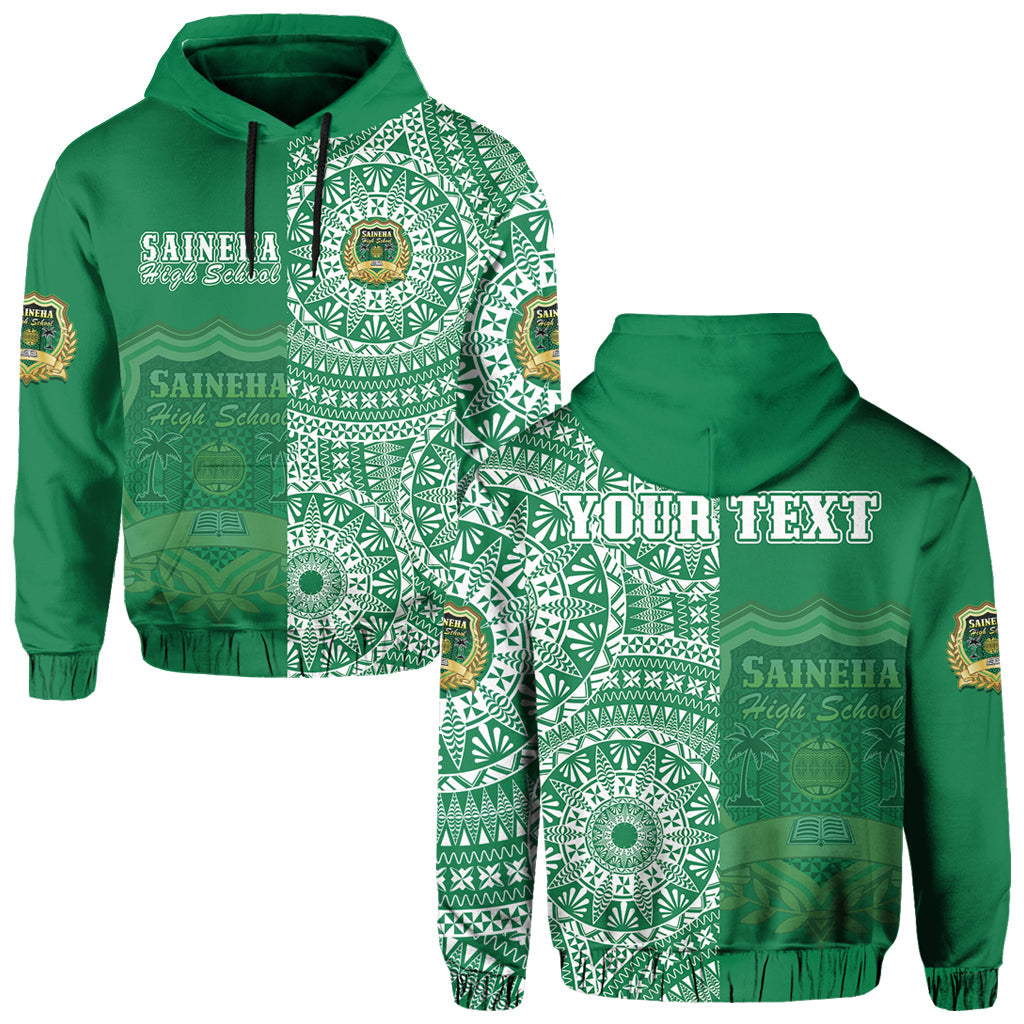 Custom Tonga Saineha High School Hoodie Tongan Ngatu Pattern LT14 Hoodie Green - Polynesian Pride