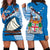 (Custom Personalised) Fiji Hoodie Dress Fijian Drua Mix Tagimaucia Flower Blue Style LT14 - Polynesian Pride