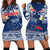 (Custom Personalised) Samoa Hoodie Dress Samoan Plumeria Flowers Mix Polynesian Pattern LT14 Blue - Polynesian Pride