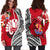 Tahiti Islands Hoodie Dress Polynesian Shark Mix Tropical Flowers LT14 Red - Polynesian Pride