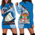 Fiji Hoodie Dress Fijian Drua Mix Tagimaucia Flower Blue Style LT14 Blue - Polynesian Pride