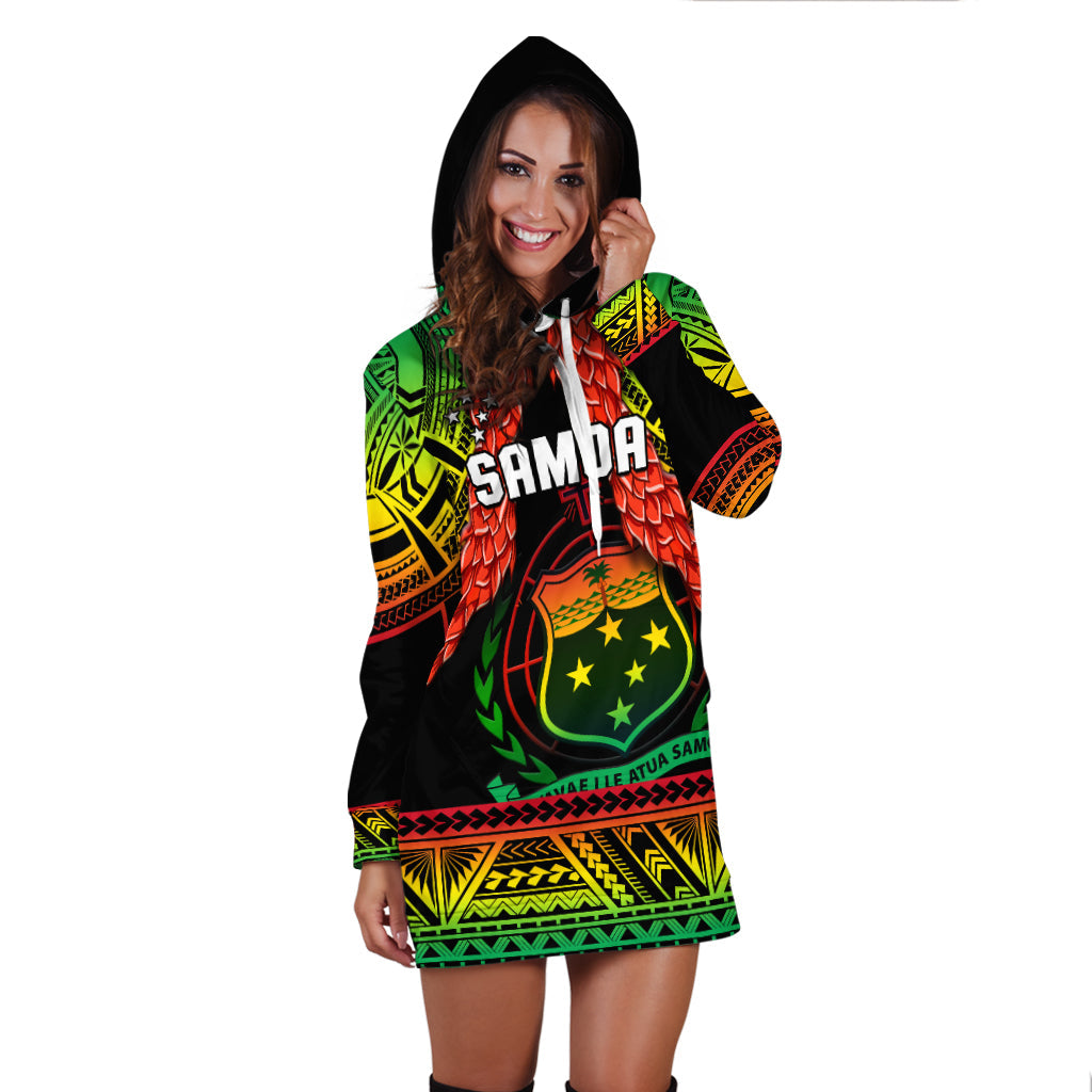 (Custom Text And Number) Samoa Rugby Hoodie Dress Teuila Torch Ginger Gradient Style LT14 - Polynesian Pride