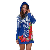 (Custom Personalised) Guam Chamorro Hoodie Dress Guaman Latte Stone Tropical Flowers Blue Version LT14 - Polynesian Pride