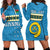 (Custom Personalised) Sanma Province Hoodie Dress Vanuatu Pig Tusk Polynesian Flag Style LT14 Blue - Polynesian Pride