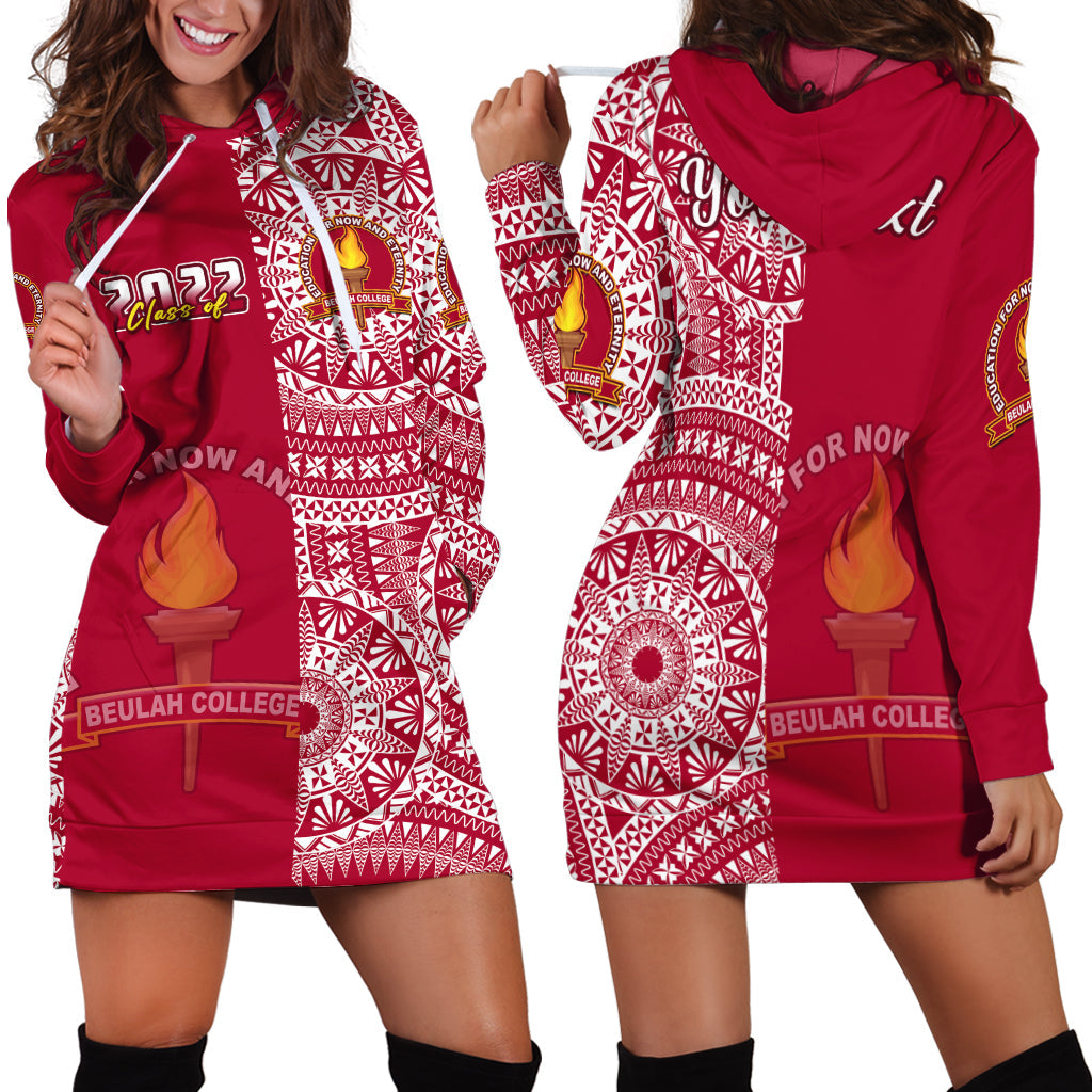 (Custom Personalised) Beulah Tonga College Hoodie Dress Class Of Year Tongan Ngatu Pattern LT14 Maroon - Polynesian Pride