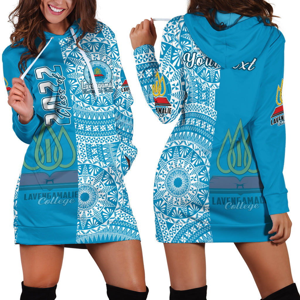 (Custom Your Class Year) Lavengamalie Tonga College Hoodie Dress Class Of Year Tongan Ngatu Pattern LT14 Blue - Polynesian Pride