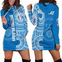(Custom Personalised) Apifoou Tonga College Hoodie DressTongan Ngatu Pattern LT14 Blue - Polynesian Pride