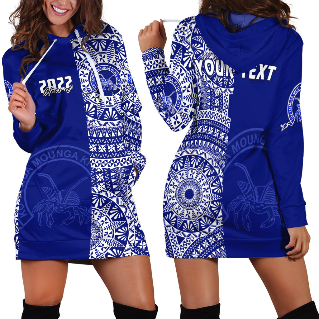 (Custom Personalised) Queen Salote Tonga College Hoodie Dress Class Of Year Tongan Ngatu Pattern LT14 Blue - Polynesian Pride