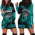 Hawaii Hoodie Dress Kakau Warrior Helmet Gradient Turquoise Polynesian LT14 Turquoise - Polynesian Pride