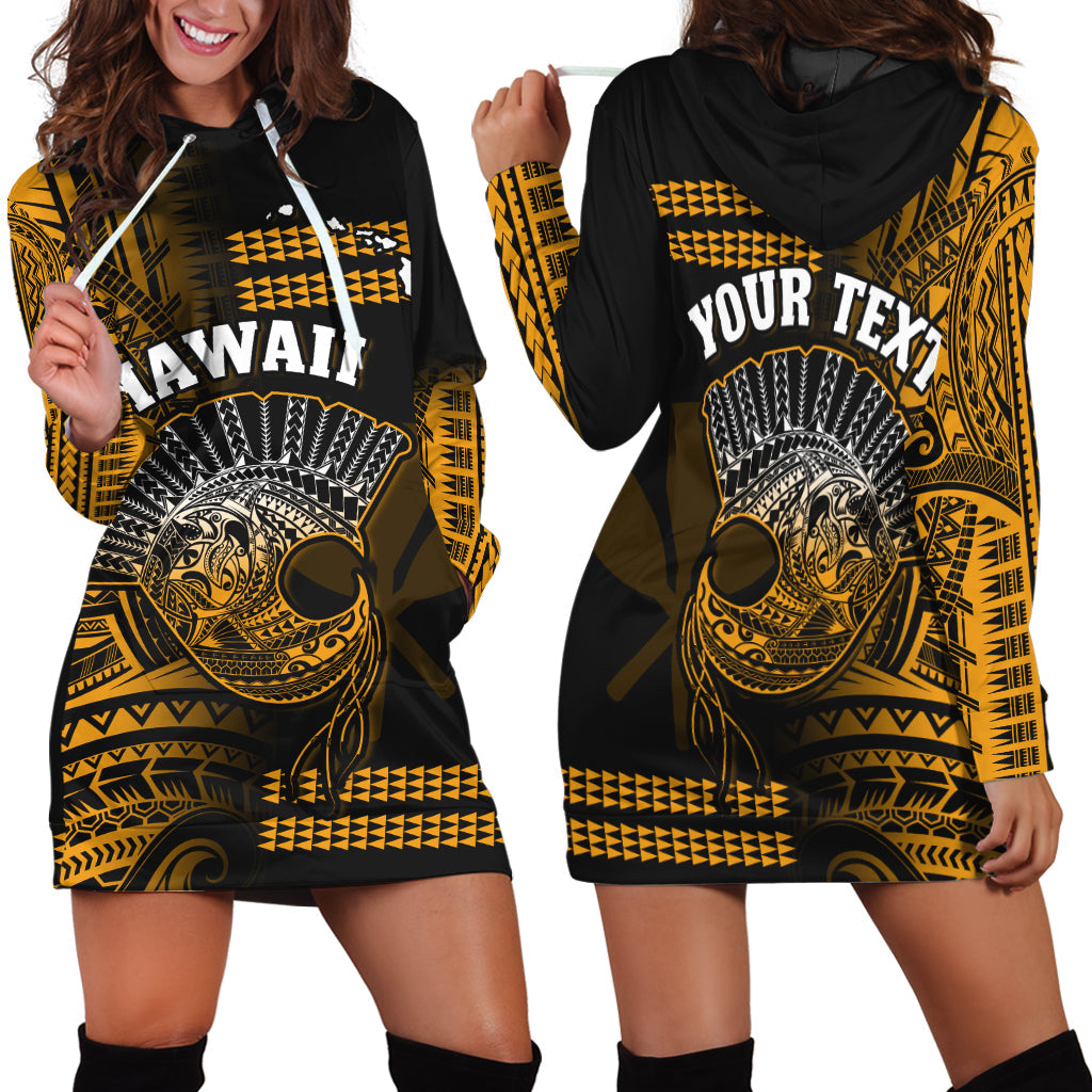 (Custom Personalised) Hawaii Hoodie Dress Kakau Warrior Helmet Gradient Gold Polynesian LT14 Gold - Polynesian Pride