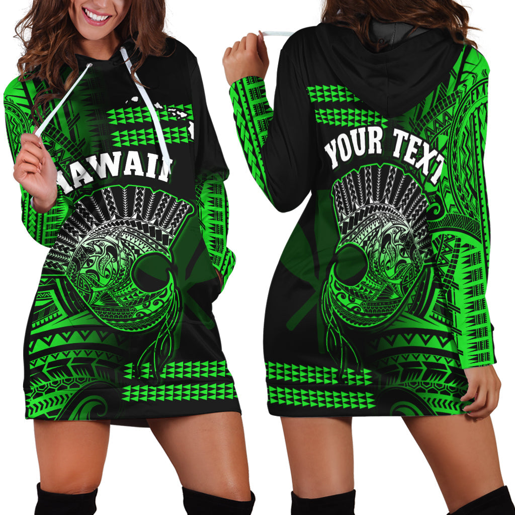 (Custom Personalised) Hawaii Hoodie Dress Kakau Warrior Helmet Gradient Green Polynesian LT14 Green - Polynesian Pride