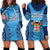 Fiji University Hoodie Dress National Fijian Tapa Pattern Blue LT14 Blue - Polynesian Pride