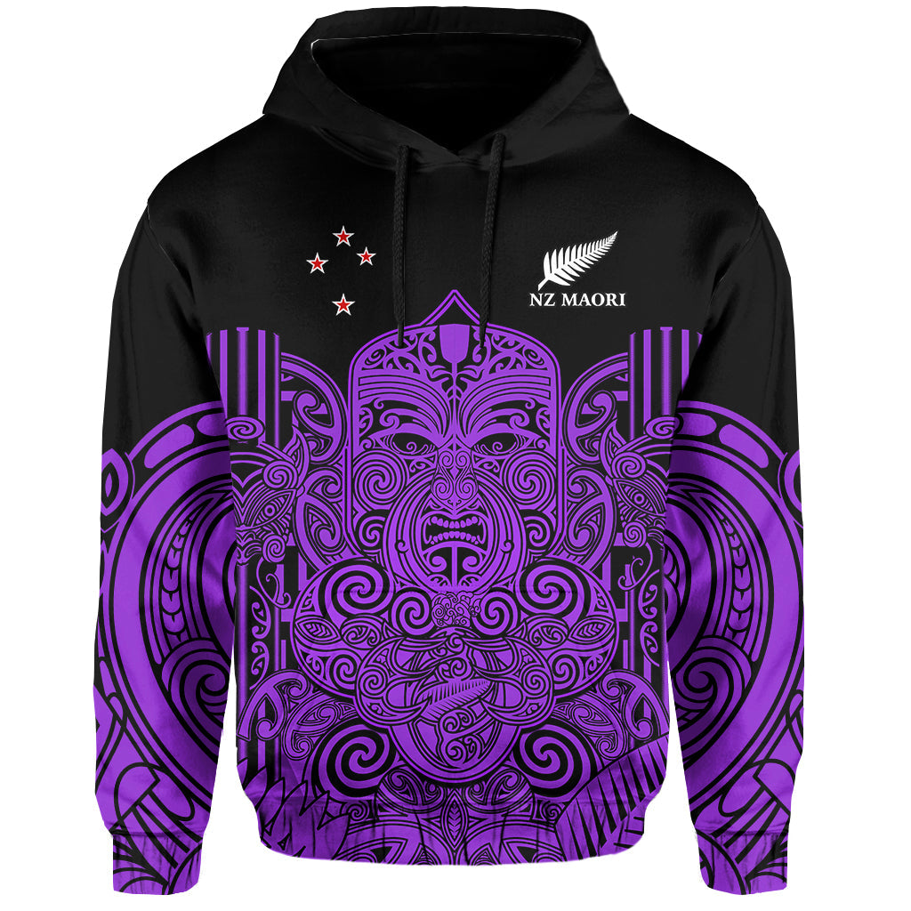 New Zealand Tiki Rugby Hoodie NZ Maori Koru Pattern Ver.04 LT14 Purple - Polynesian Pride