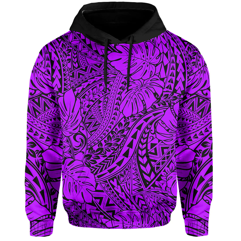 Custom Hawaii Hoodie Polynesian Tribal Art Ver.03 LT14 Pullover Hoodie Purple - Polynesian Pride