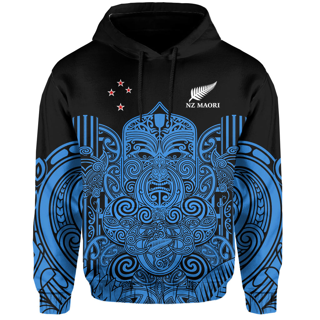 New Zealand Tiki Rugby Hoodie NZ Maori Koru Pattern Ver.05 LT14 Blue - Polynesian Pride