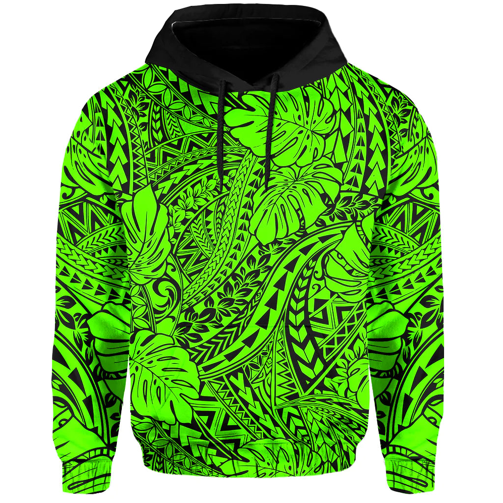 Custom Hawaii Hoodie Polynesian Tribal Art Ver.06 LT14 Pullover Hoodie Green - Polynesian Pride